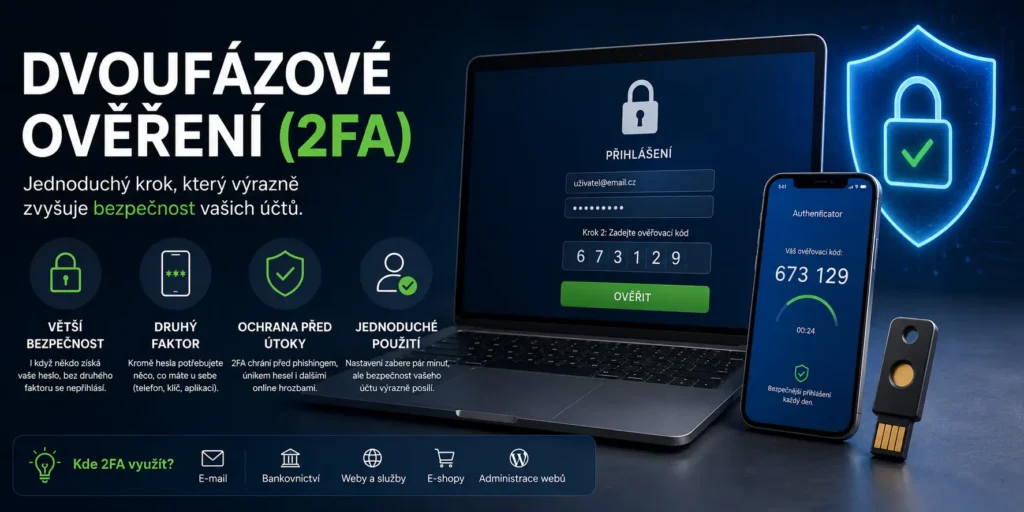 Dvoufázové ověření 2FA pro zabezpečení online účtů