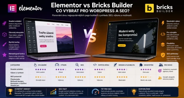 Elementor vs Bricks Builder – porovnání WordPress page builderů pro SEO a rychlost