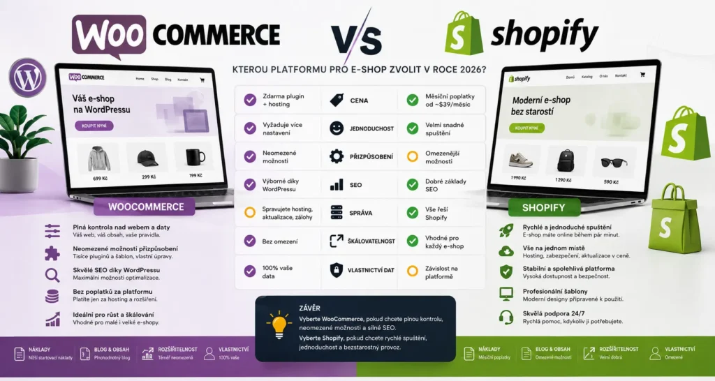 Porovnání WooCommerce a Shopify – dvě oblíbené platformy pro tvorbu internetových obchodů