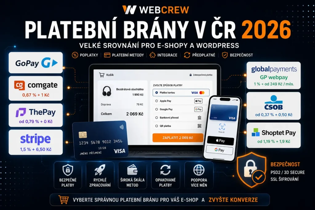 Platební brány v ČR 2026 – srovnání GoPay, Comgate, Stripe a dalších platebních řešení