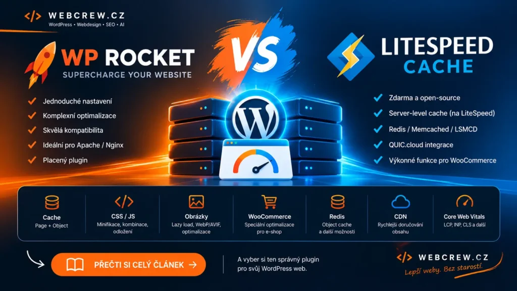 WP Rocket vs LiteSpeed Cache – porovnání cache pluginů pro WordPress